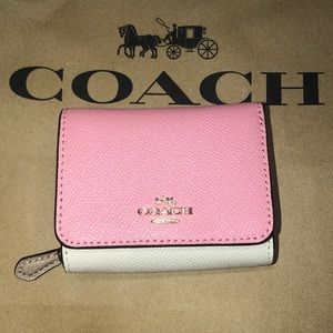 NWT COACH Trifold Wallet Pink Colorblock